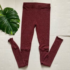Womens Free people sweater leggings lounge pants size small burgundy